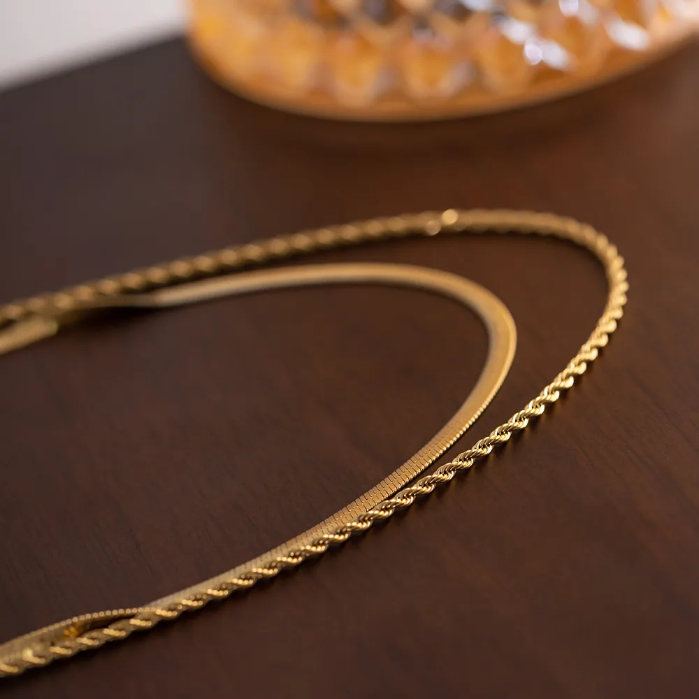Collana catena doppio strato design serpente lama gioiello_voghion.com