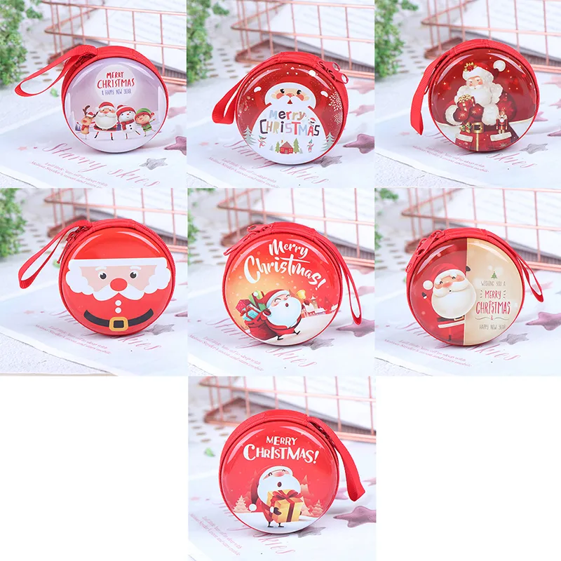 Merry Christmas Printing Ball Shaped Mini Tin Box Round Empty Candy Storage Coin Headphones Case Party Kids Favors_voghion.com