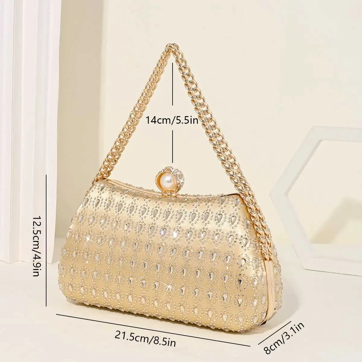 Tears dias õhtusöögikott pärlpandlaga ülemise sangaga käekott ketiga õlarahakott poolkuu rhie peo sidur Y241019_voghion.com