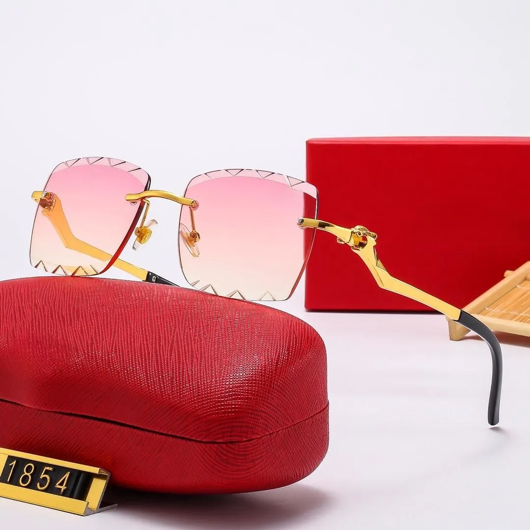 designer sunglasses women mens cartHead Composite Metal Rimless Optical Frame Classic Rectangle Square gold sunshade 1_voghion.com