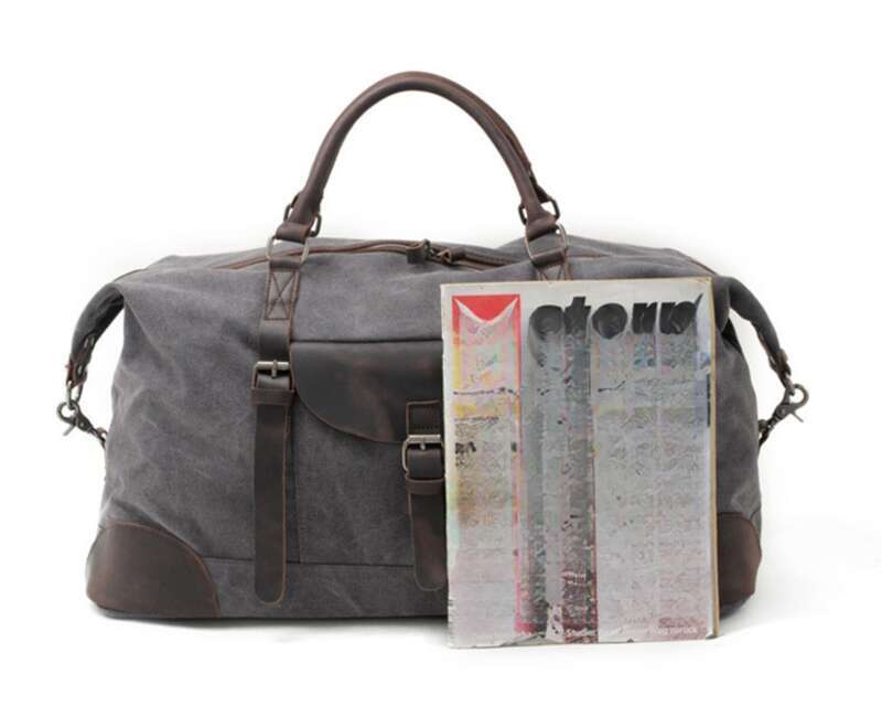 Large Canvas Handbag, Men's Luggage Leather Travel Bag, Casual Simple_voghion.com