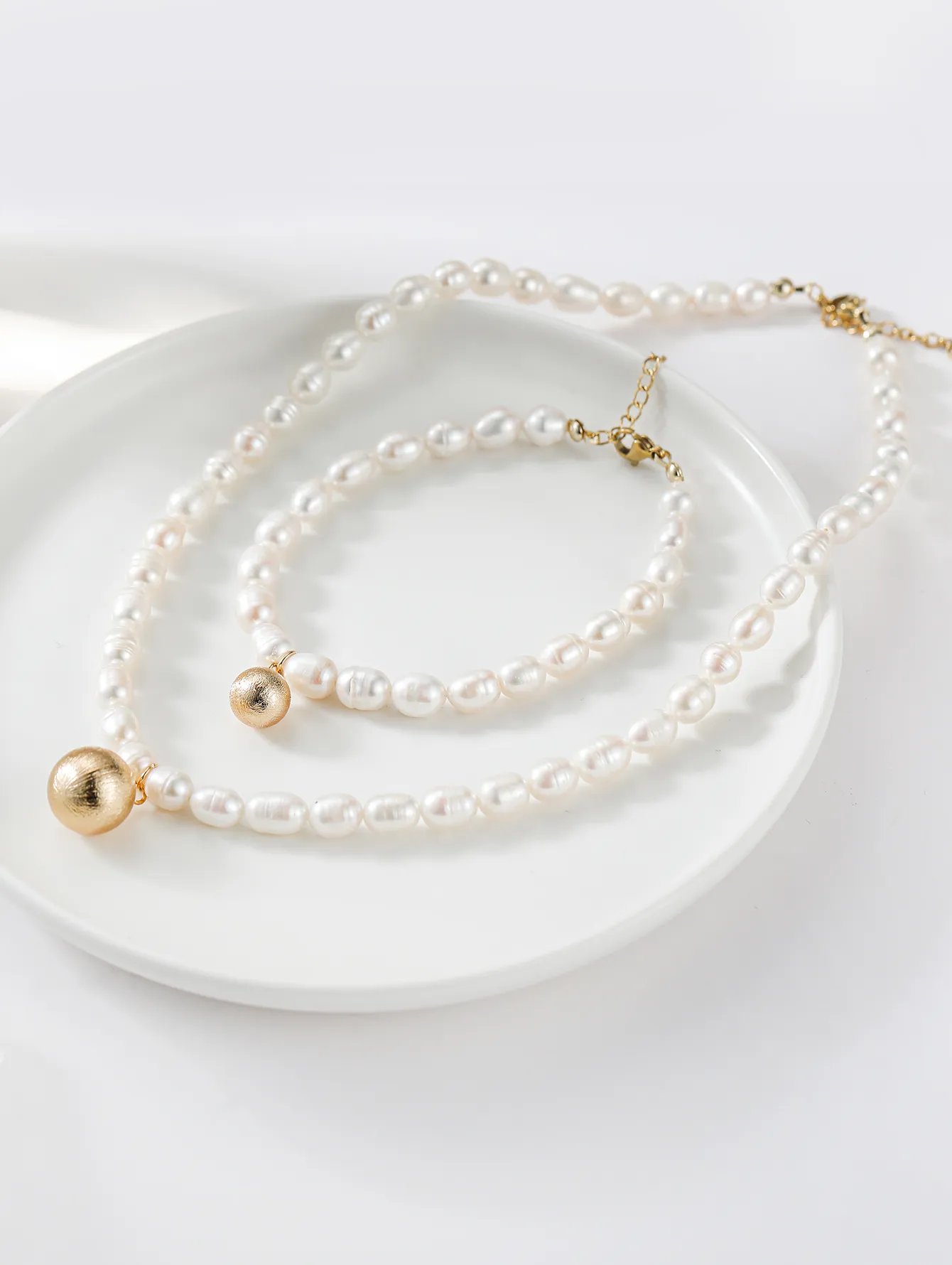Perlenhalskette Und Armband Set Für Damen Im Retro Stil_voghion.com