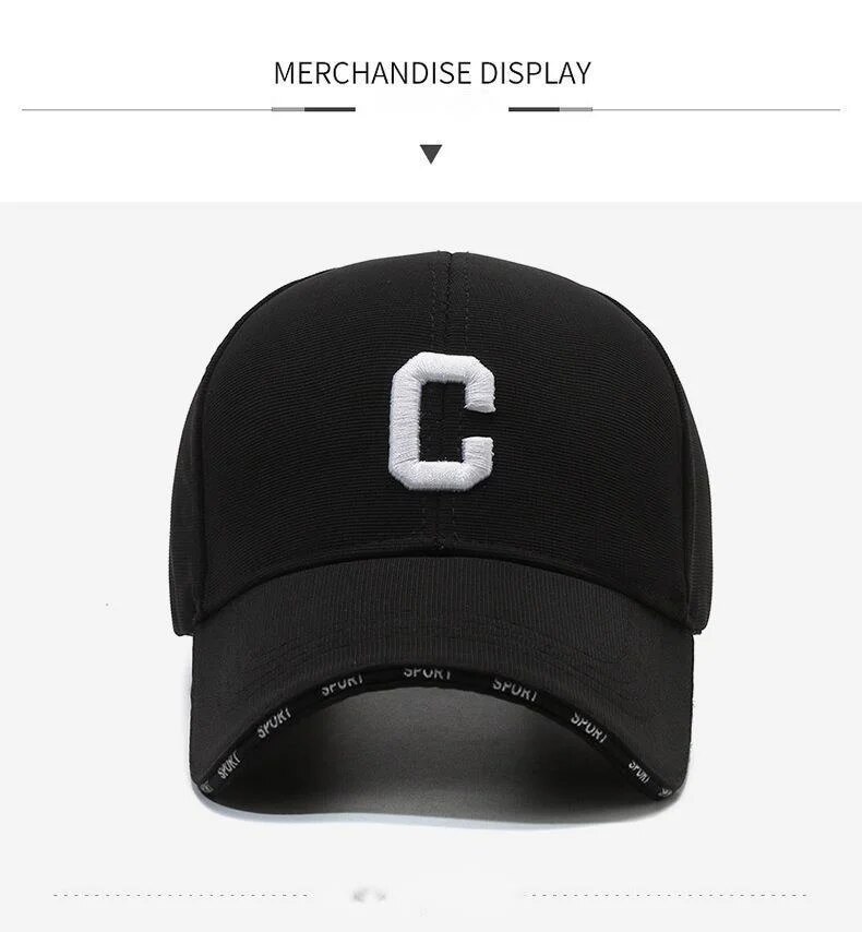 Cappello da uomo e da donna, nuova versione coreana traspirante, baseball outdoor di tendenza con lettere ricamate, grande C solare_voghion.com