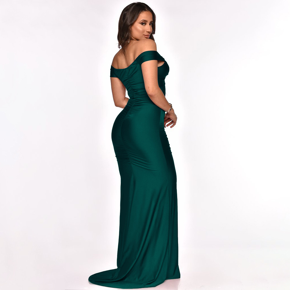 Damenkleid Mit V-ausschnitt One-shoulder-stil Und Schlitz Sommer_voghion.com
