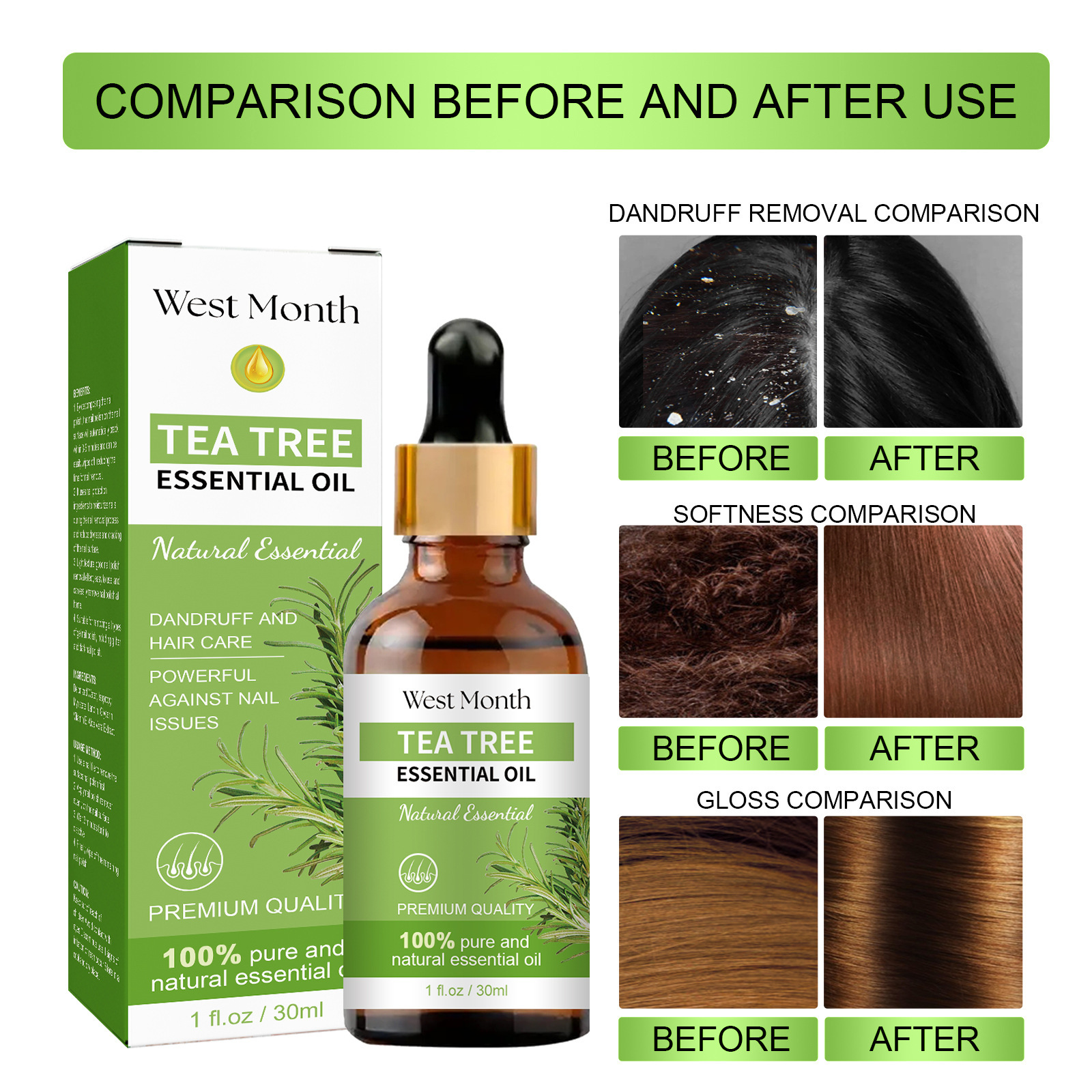 Siero all'olio essenziale di tea tree per capelli e pelle_voghion.com