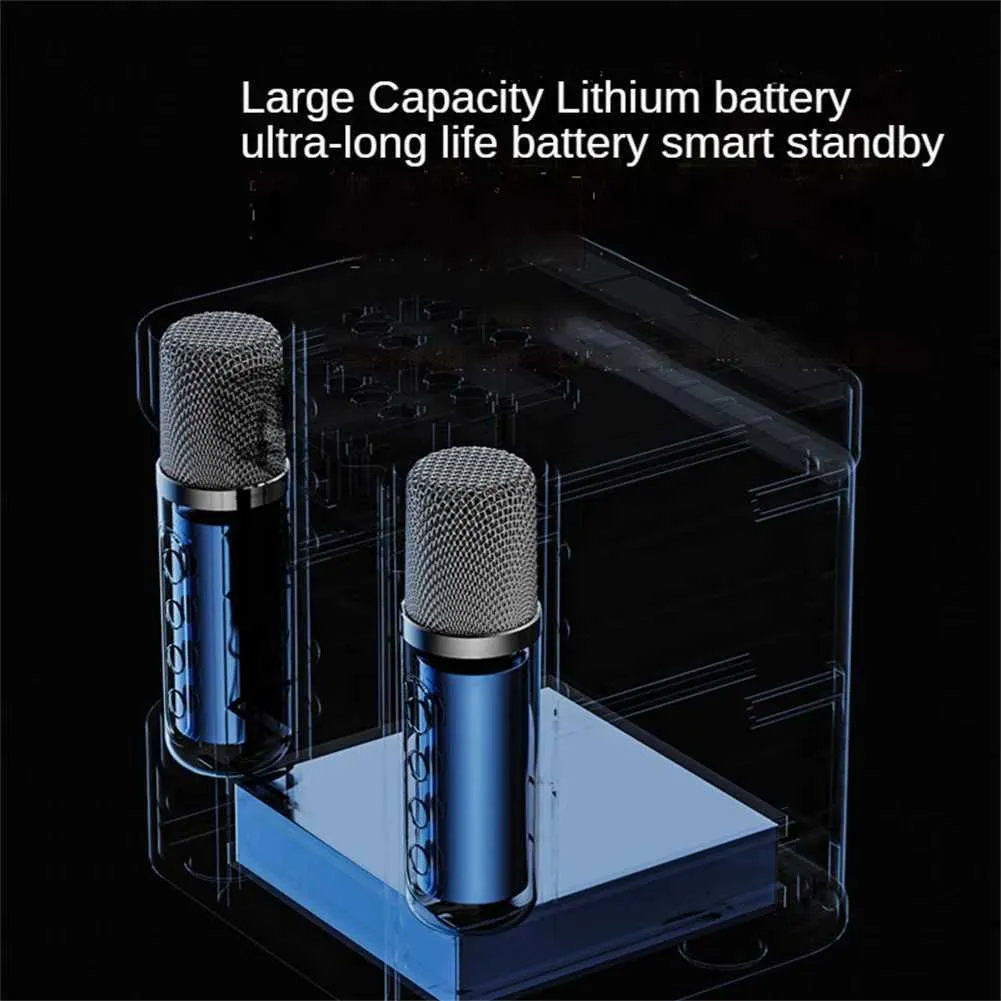 Karaoke Hine With Dual Microphones Portable Bluetooth Speaker Studio Subwoofer AUX TF Card U Disk Player Home Family_voghion.com