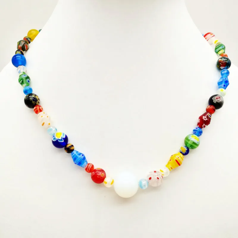 Ketten Mode Rad Millefiori Murano Glas Halskette 6-14mm_voghion.com