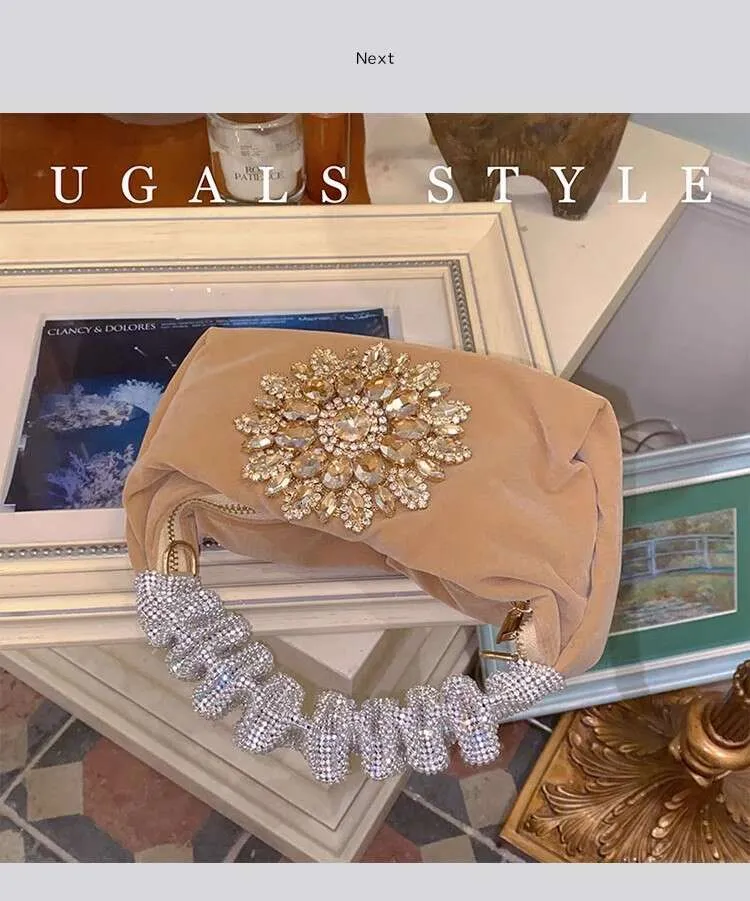 Glitter Shiny Rhies Dia Evening Fashion Hobo Women's Handbag Wedding Party Clutch Purse Crossbody Bag Street Dressing_voghion.com