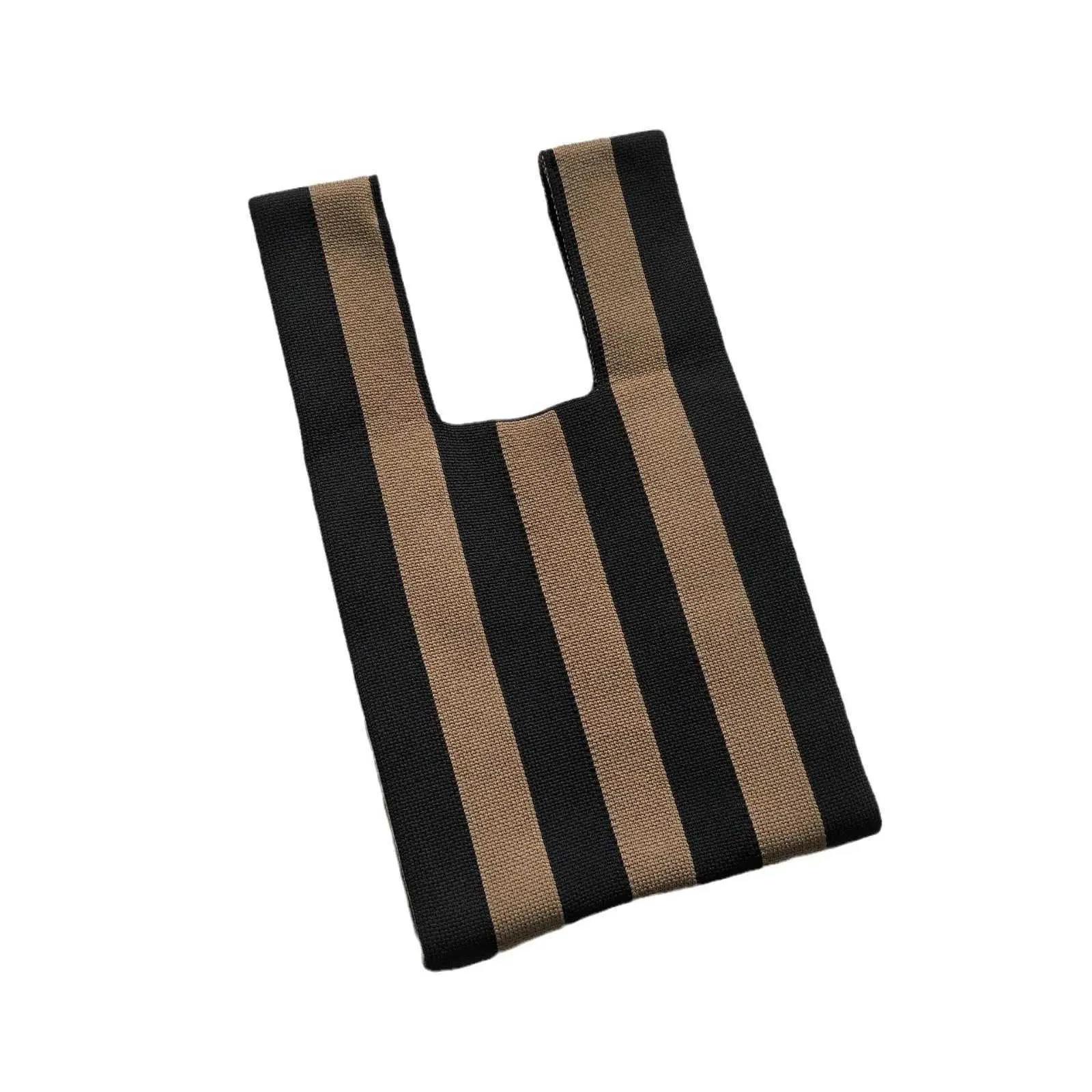 New Knitted Bag Striped Wool Text Twisted Handbag K-style Niche Design Complete Set Y241106_voghion.com