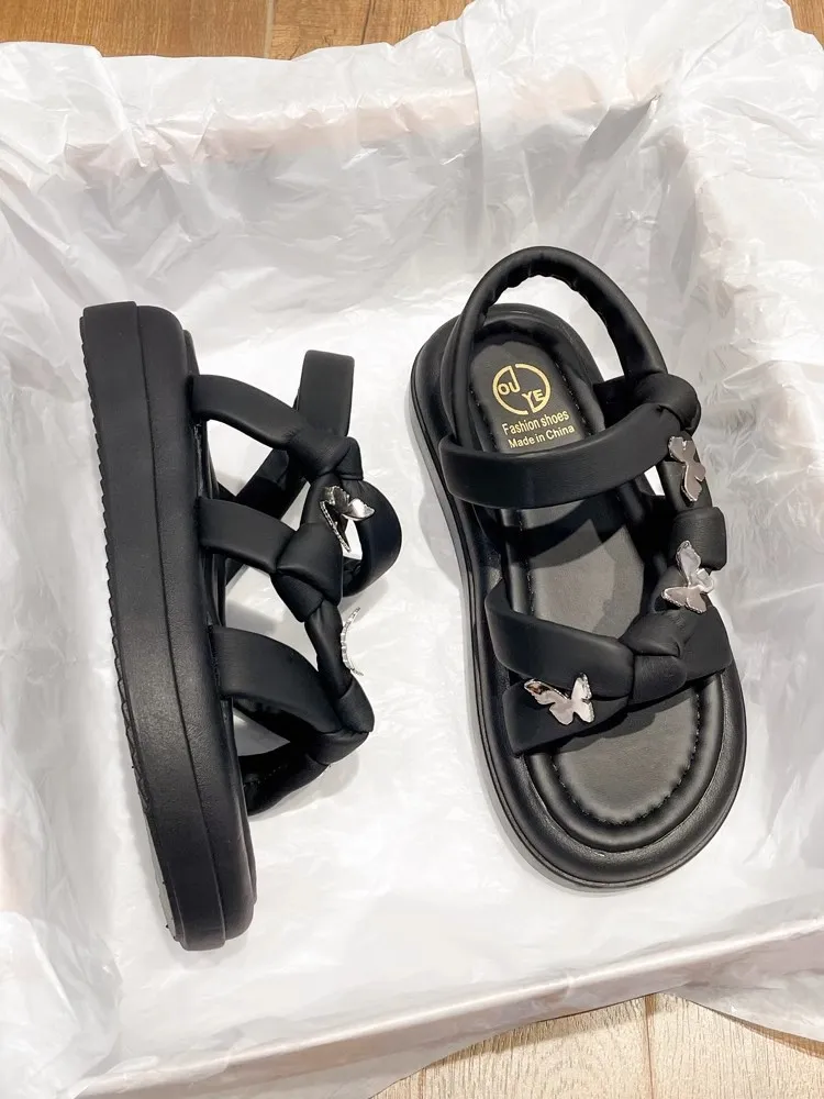 Roman Style Butterfly Sandals Comfortable Beach Shoes For Summer_voghion.com
