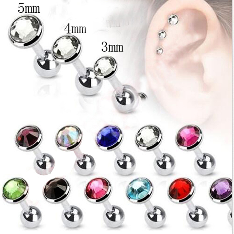Boule d'acier en acier inoxydable haltère droit oreille os clou corps humain ponction bijoux 10/sac boucle d'oreille source