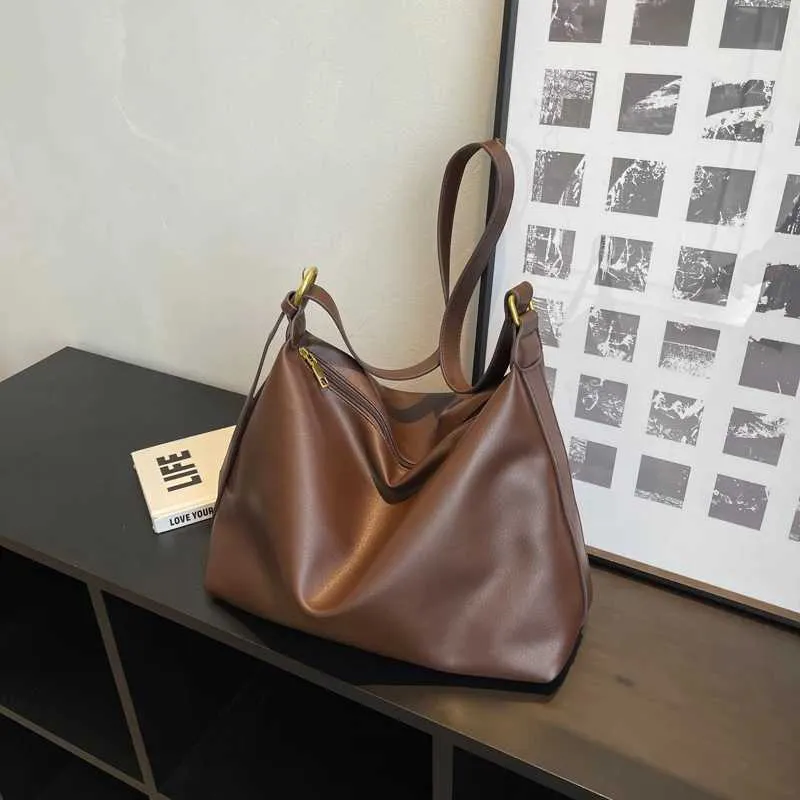 Lässige Schulter Mode Shopping Einfarbig Retro Große Designer Reißverschluss Damen Taschen Y241216_voghion.com