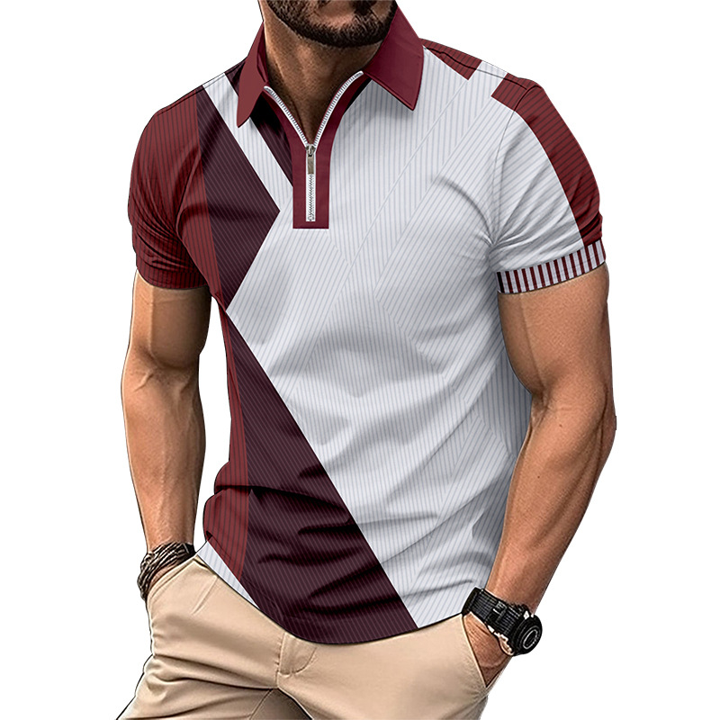 Herrenbekleidung Revers Mode Slim Fit Farblich passendes Herren-T-Shirt POLO-Shirt_voghion.com
