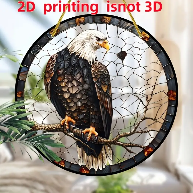 Attrape-soleil aigle à tête blanche - Art acrylique vibrant de 8 pouces. Décoration patriotique pour porches ou trésor de pendaison de crémaillère significatif._voghion.com