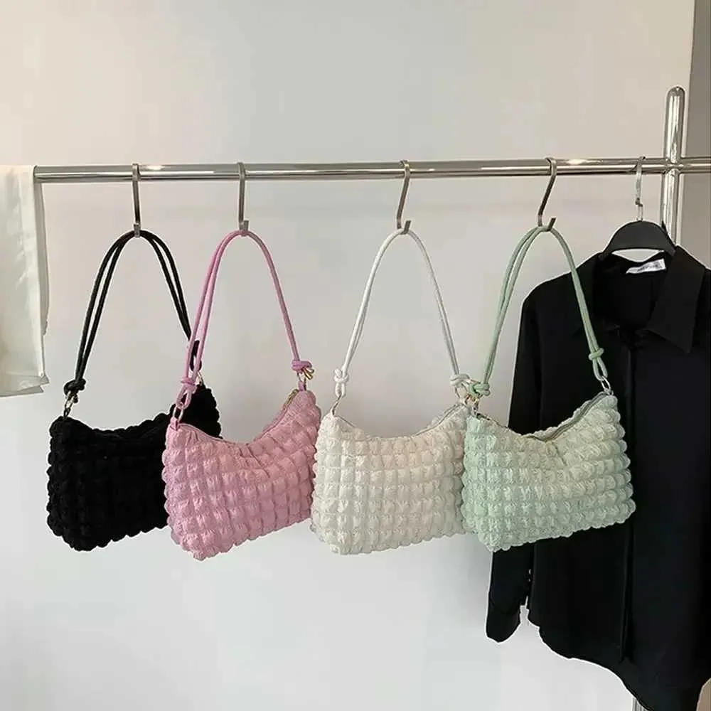 Gesteppte Damen Schultertasche Aus Canvas Gefaltete Handtasche_voghion.com