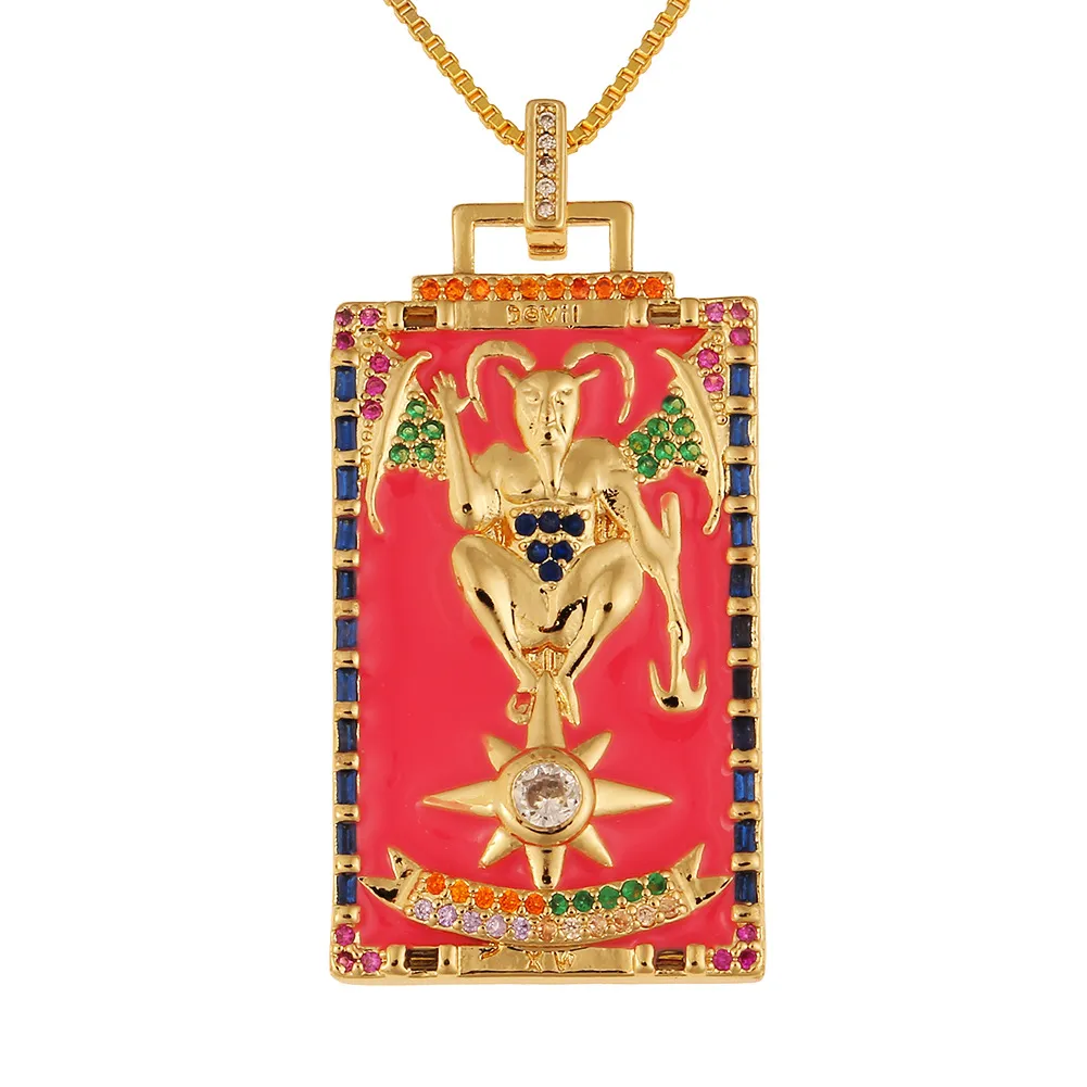 Collana con ciondolo carta dei tarocchi stile hip hop_voghion.com