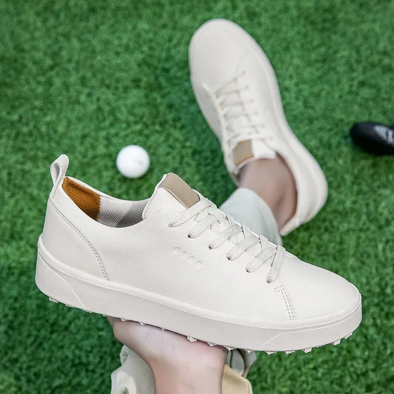 Professionelle Golfschuhe Herren Damen Outdoor Leder Sneakers für männliche und weibliche Golfer Schwarz Braun Mode Weich 241213_voghion.com