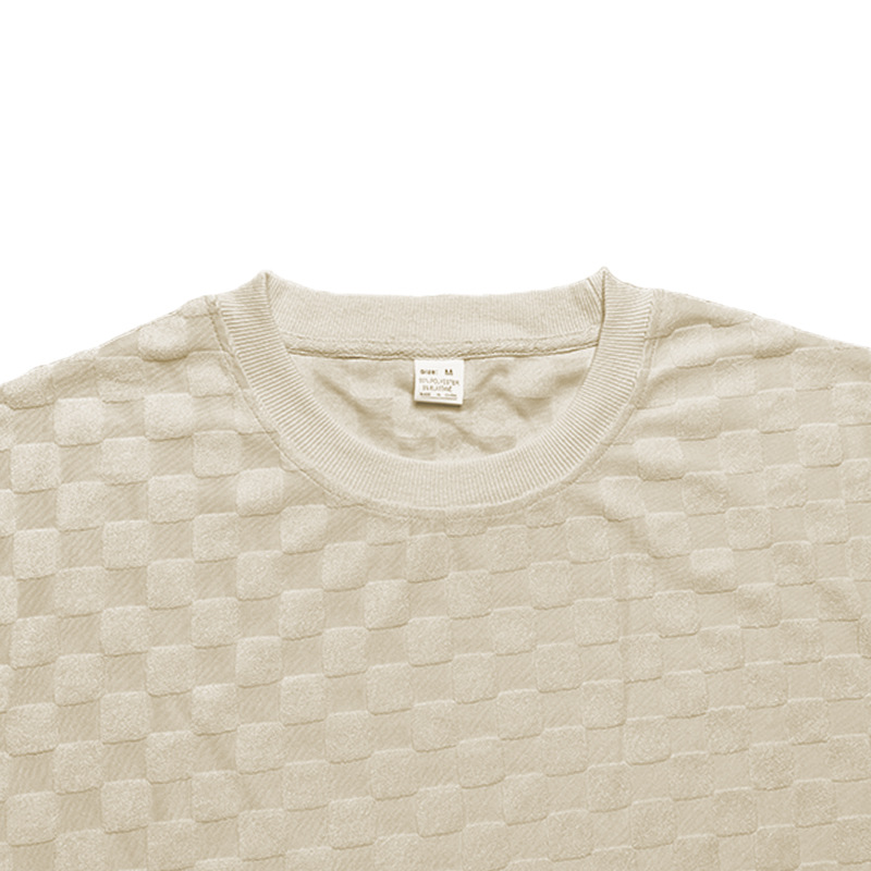 European And American Cross-border Oversize Trendy Men's Clothing Jacquard Checkerboard Spring And Summer Loose Sports And Leisure Two-piece Suit Men_voghion.com