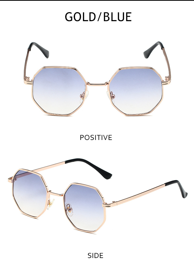 Retro Small Frame Sunglasses - Men & Women's Trendy Metal Octagonal Glasses (Street Style, Round Face Fit - S2086)_voghion.com