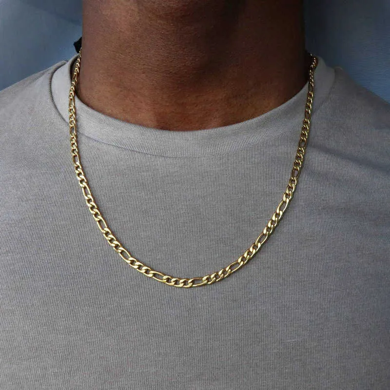 18 Karat Gold Edelstahl Hip Hop Halsketten kubanische Kette für Männer_voghion.com