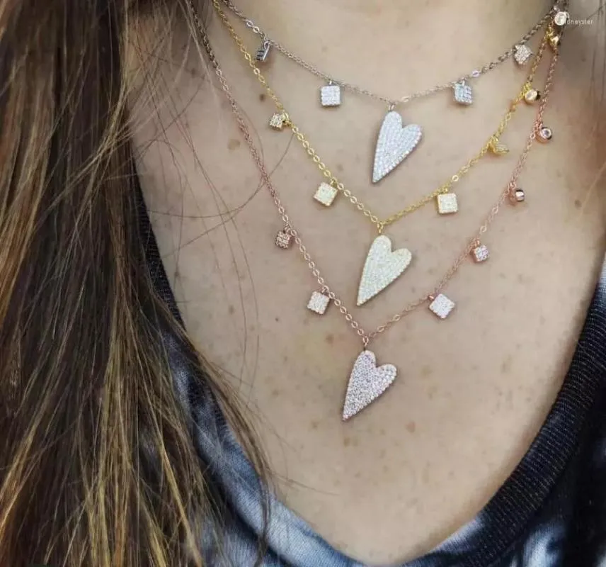 Catene Sterling Sier Cuore CZ trasparente Ciondolo Collane Geometrico Ciondolo Goccia Choker Per Le Donne Gioielli Di Moda San Valentino_voghion.com