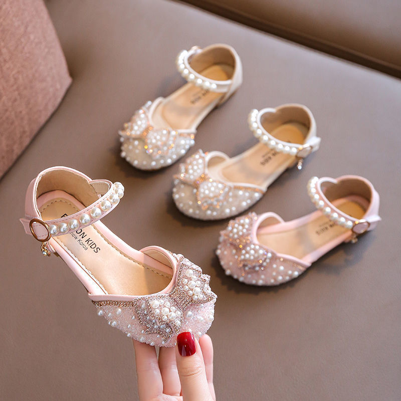 Girls Sandals 2025 New Small And Medium Children’s Soft Bottom Closed Toe Princess Shoes Non Slip Rhinestone Children’s Princess Shoes Sparkling