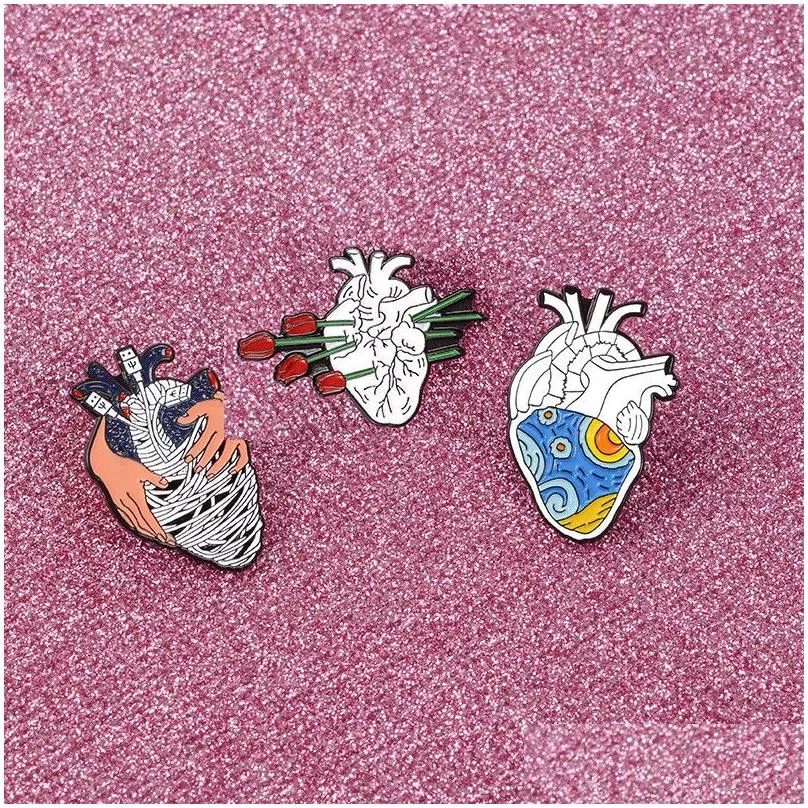 Enamel Heart Lapel Pin Brooch Decorative Accessory For Clothes_voghion.com