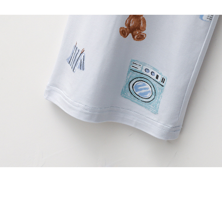 Roupas femininas Primavera e Verão Modal Pijama Feminino Manga Curta Calças Doce Urso Lazer Macio Confortável Conjunto de Roupas para Casa_voghion.com