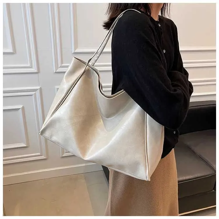 Casual Pu Leather Shoulder Bag Solid Colour Tote For Women_voghion.com