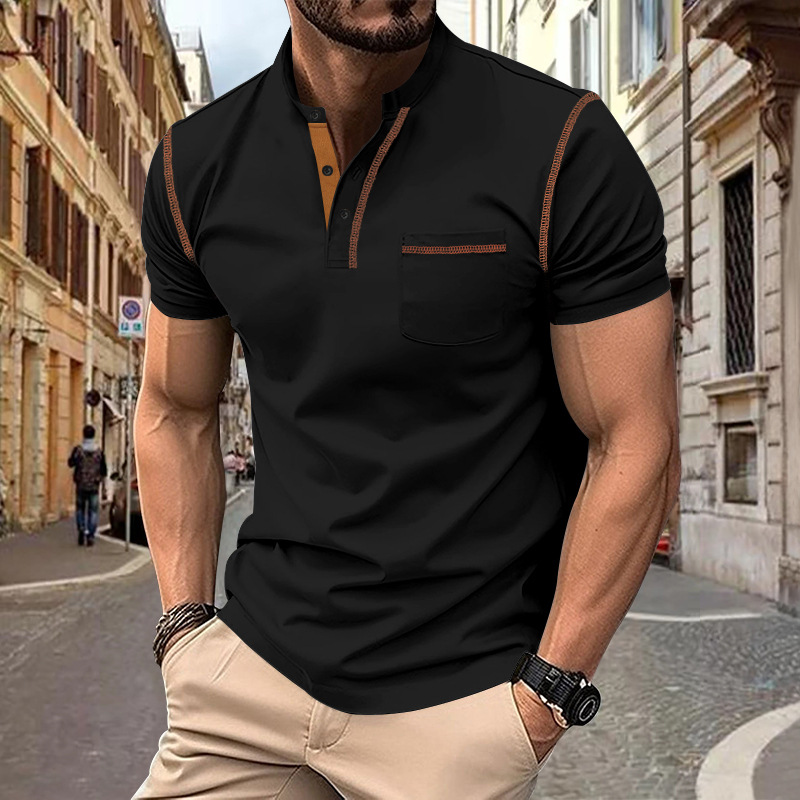 Men's Short Sleeved Polo Shirt Solid Colour Lapel Breathable Top_voghion.com