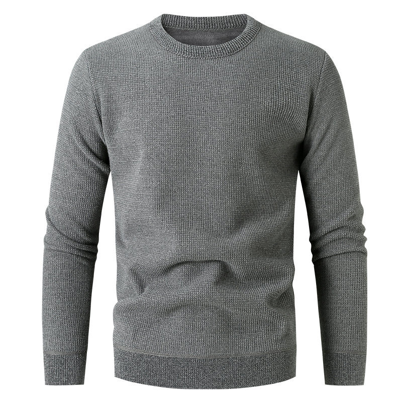 2023 New Youth Autumn Winter Men's Round Neck Solid Color Bottoming Warm and Coldproof Casual Knitted Sweater for Men_voghion.com