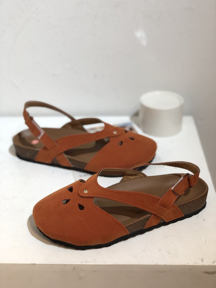 Women's one-line buckle flat sandals_voghion.com