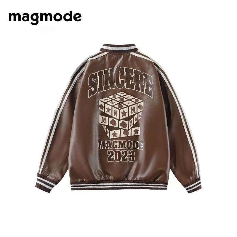 MAGMODE/PU Leather Autumn/Winter Loose Casual Jacket Winter Couple's Baseball Collar 1_voghion.com
