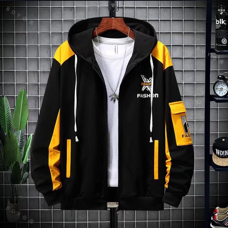 İlkbahar Sonbahar Yeni Kapüşonlu Hırka Sweatshirt Seti Erkekler İçin Trend ve Şık Genç Günlük Erkek Öğrenci İnce Ceket_voghion.com