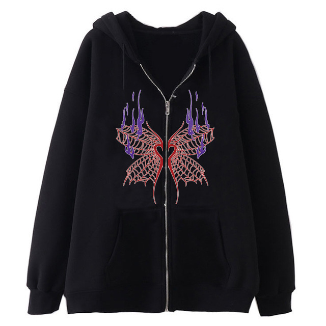 Herrenbekleidung: Sweatshirts mit dunklem Totenkopf-Skelett für Männer und Frauen, Hoodies, Gothic-Paare, Harajuku-Sweatshirts mit großem Metallreißverschluss_voghion.com
