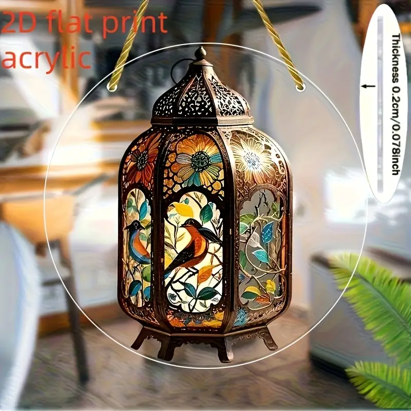 8x8in Boho Kristalllaterne - Transparenter Acryl-Wandbehang für Haus & Garten - Elegantes Urlaubsgeschenk_voghion.com