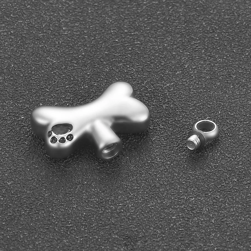 Unhänger Halskette Héichqualitéit Edelstahl Knachdrock Hond Hausdéier Kleng Urn Krematiounsasche Souvenir Bijouen Unhänger_voghion.com