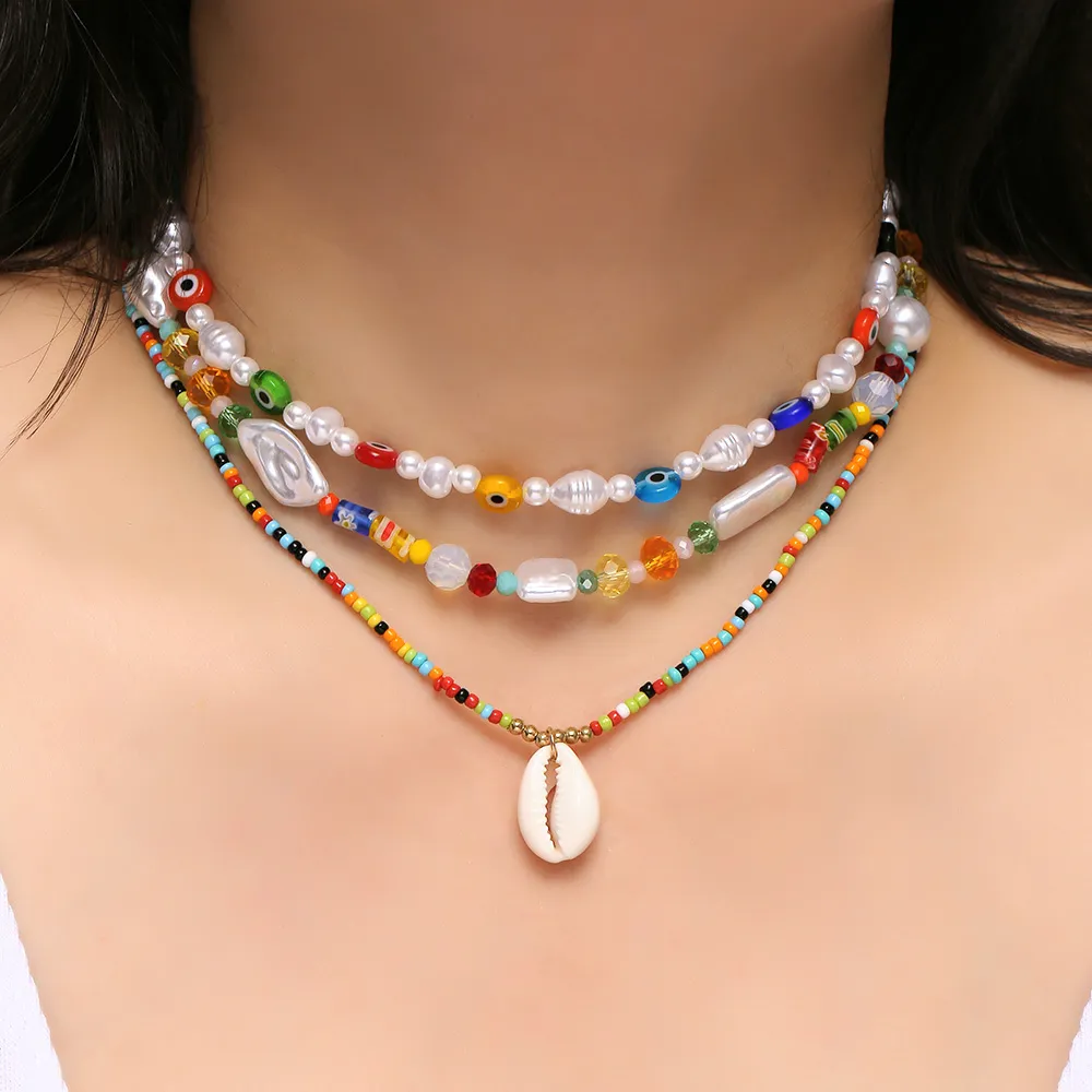 Ketten Boho Winzige Saatperlen Handgemachte Webart Blume Daisy Choker Halskette Für Frauen Mode Perlenschale Schlüsselbeinkragen_voghion.com