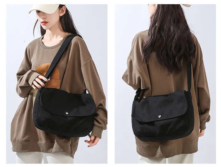Borsa a tracolla minimalista in tela di cotone set borse donna_voghion.com