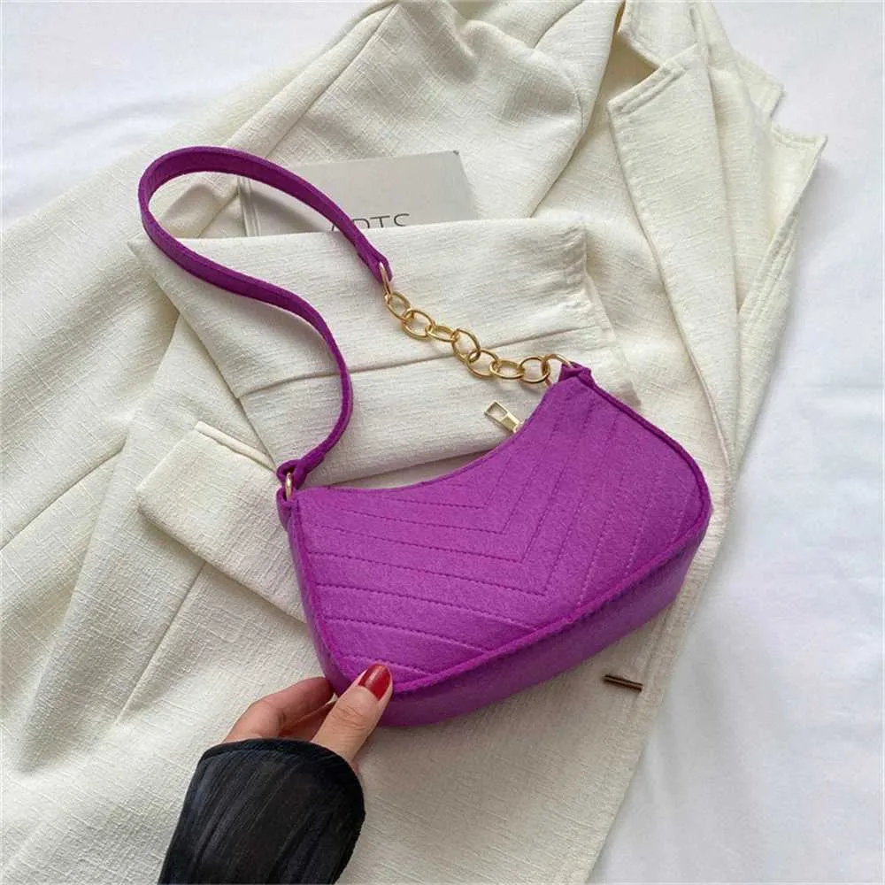 Designertaske Ny dame retro Gerie ensfarvet skuldertaske afslappet pung, enkel og moderigtig krydsformet taske_voghion.com