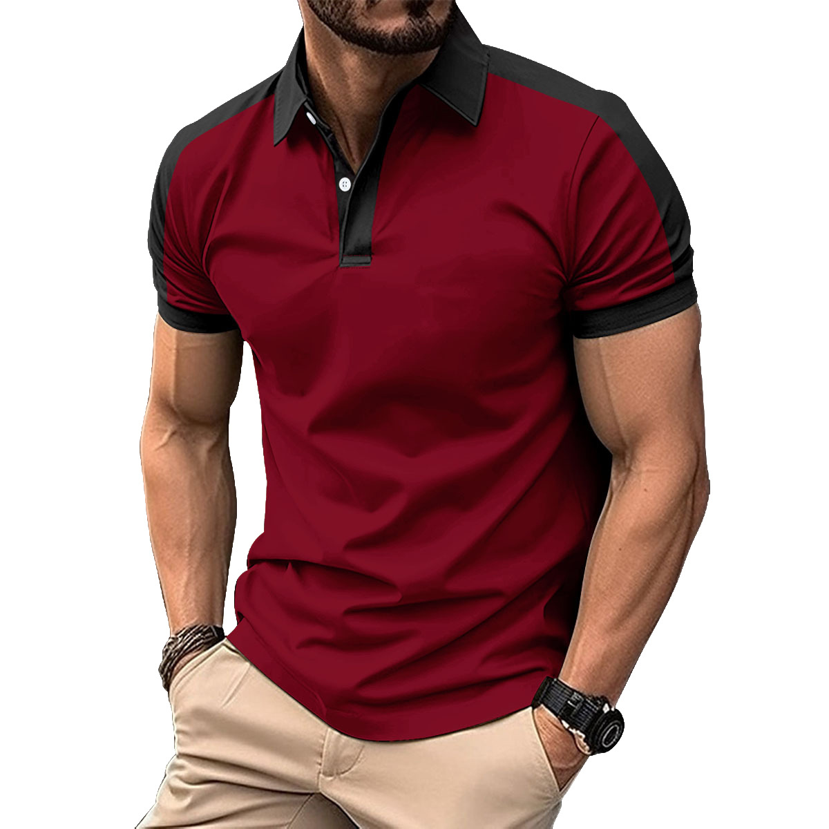 Herr polotröja sommar casual kortärmad med krage enfärgad_voghion.com