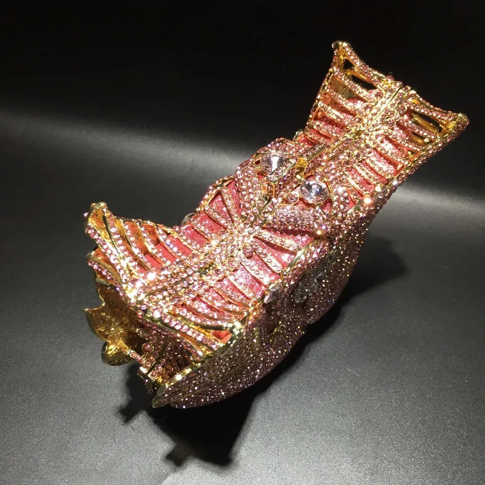 XIYUAN RosaPretoAzulDourado Cristal Noite Clutches Bolsa Oca Mulheres Metal Clutch Bolsa Casamento Festa Baile Jantar_voghion.com