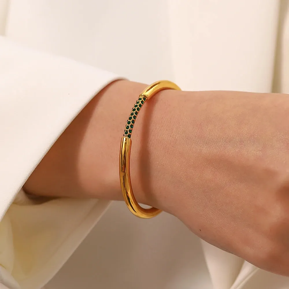 Stainless Steel Cuff Bangle Gold Plated Statement Bracelet_voghion.com