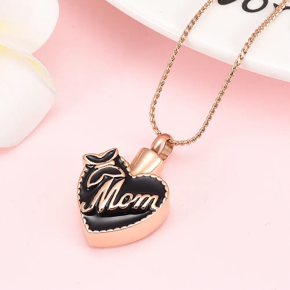 Always In My Heart Memorial Urns Cremation Jewelry Pendant Necklaces For Ashes Mom Women Girls Chains_voghion.com