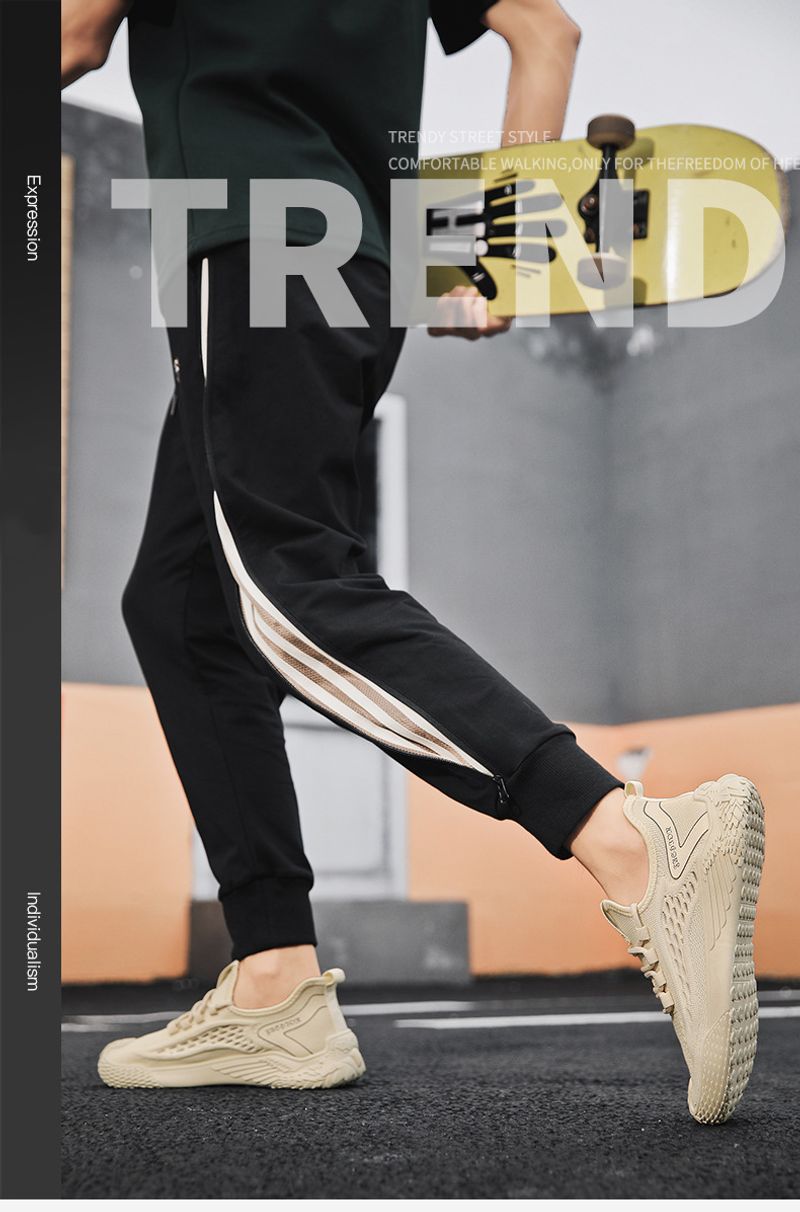 2024 Sommer Neue Fly Weaving Atmungsaktive Herren Laufsport Freizeit Mesh Dünn Gestrickte Schwarze Trendy Schuhe_voghion.com