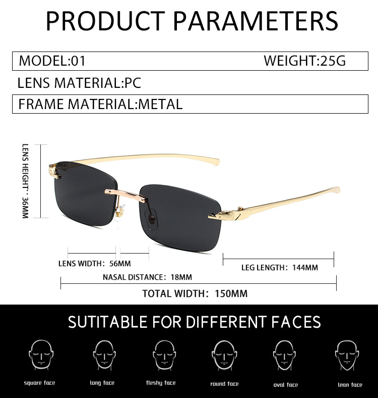 Leopard Head Frameless Sunglasses – High-End Small Frame For Women Fashion Trends Hot-selling_voghion.com