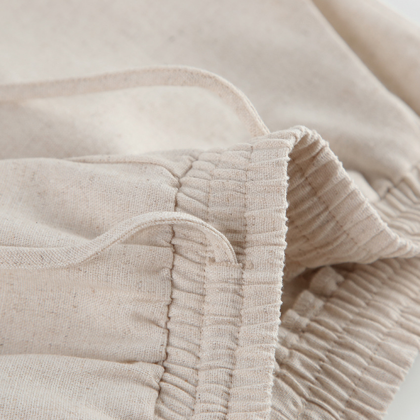 Women's Clothing Fashion cotton and linen suits style shoulder pad sleeveless tops and trousers two-piece suits_voghion.com