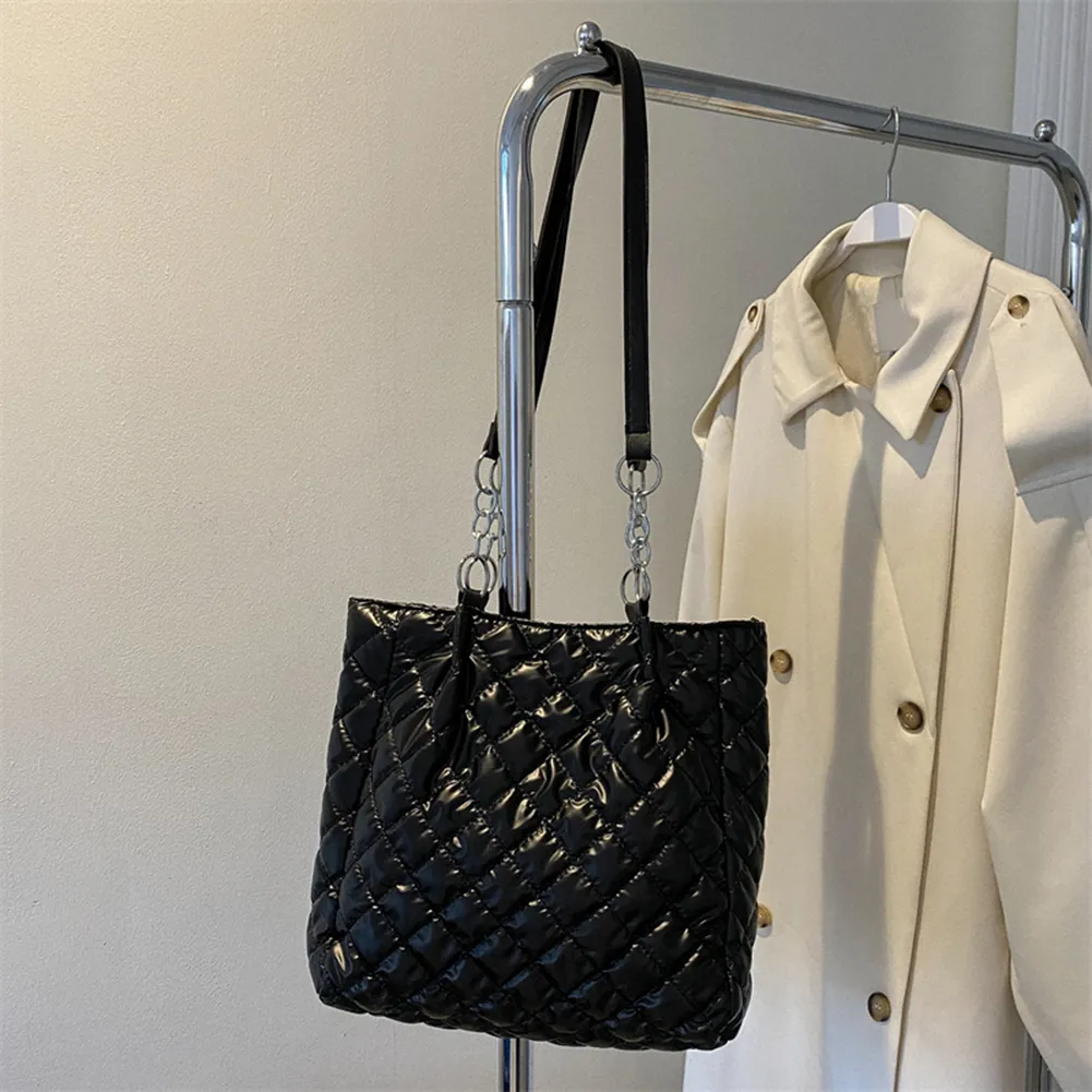 Borsa a tracolla imbottita in cotone trapuntato da donna, autunno inverno, borsa da viaggio di grande capacità_voghion.com