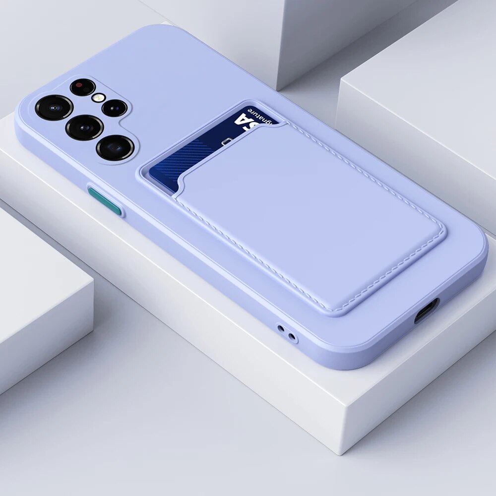 Funda de silicona color caramelo para Samsung Galaxy S24 Ultra con ranura para tarjetas y ranura para tarjetas para Samsung S24 Plus, S24 Ultra y S 24 5G_voghion.com