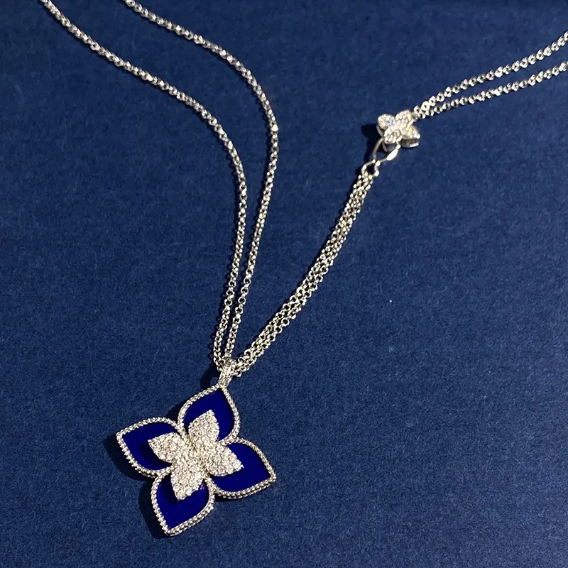 marchio clover designer collane con ciondolo per donna oro argento dolce 4 foglie fiore doppia fila elegante collana maglione_voghion.com